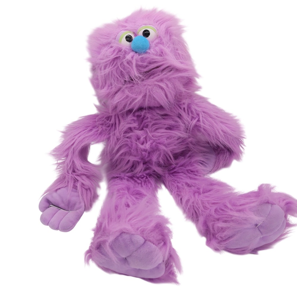 Silly Puppets Purple Monster Hand Puppet with Metal Arm Rod 26 Inch Shaggy Plush